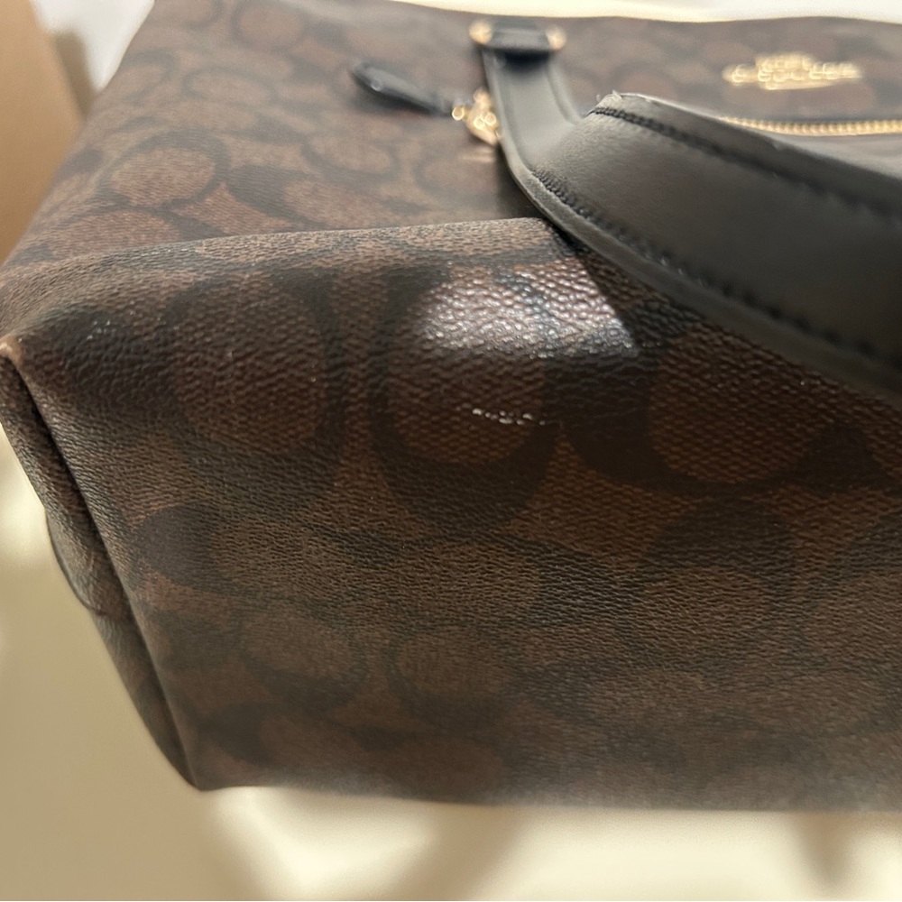 Coach Signature Canvas Brown and Black Tote - Picture 9 of 16